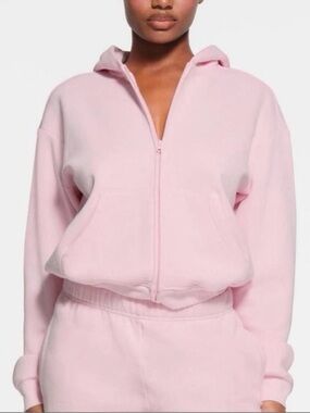 Skims Cherry Blossom Cotton Fleece Classic Zip Hoodie - XL